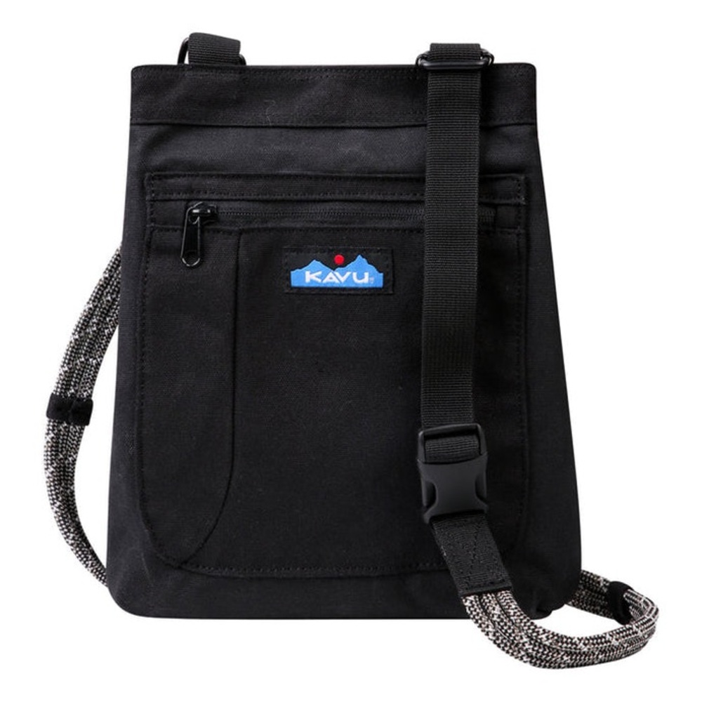 Kavu Black Crossbody Bag with Patterned Rope Strap